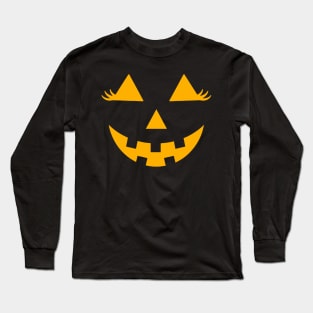 Halloween Pumpkin with Eyelashes Long Sleeve T-Shirt